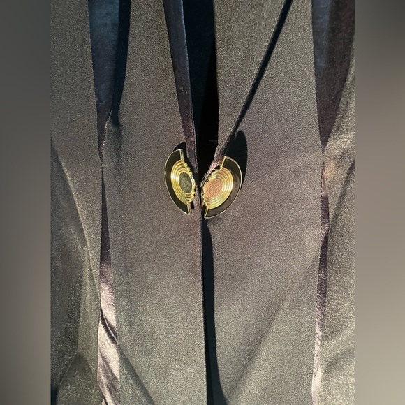 Joseph Ribkoff Vintage Evening Blazer size 10 Black Satin Retro 70s - Picture 3 of 11